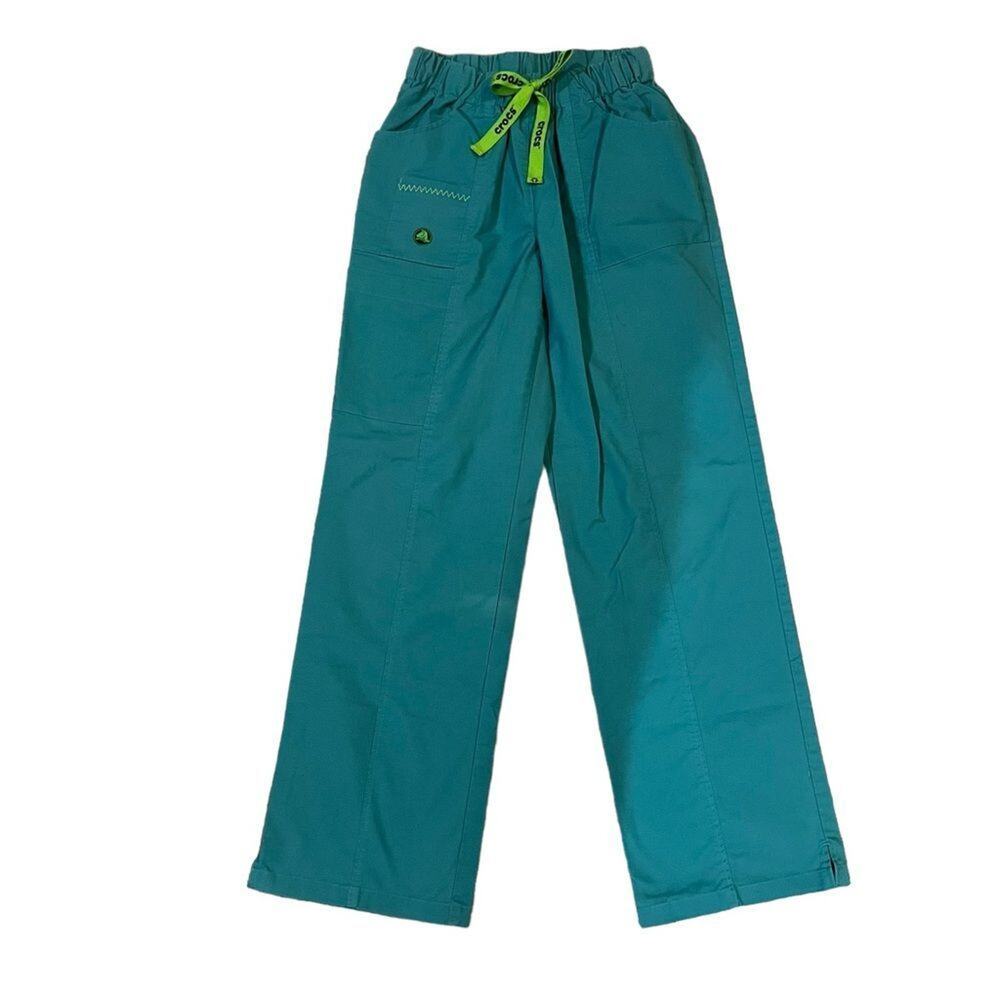 Crocs Medical Apparel Scrub Pants Unisex Small Green Petite Elastic‎ Waist